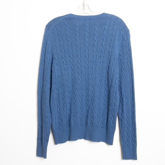 Brooks Brothers Cable Knit Sweater Supima Cotton Crewneck Blue Mens Medium NEW - Picture 2 of 10
